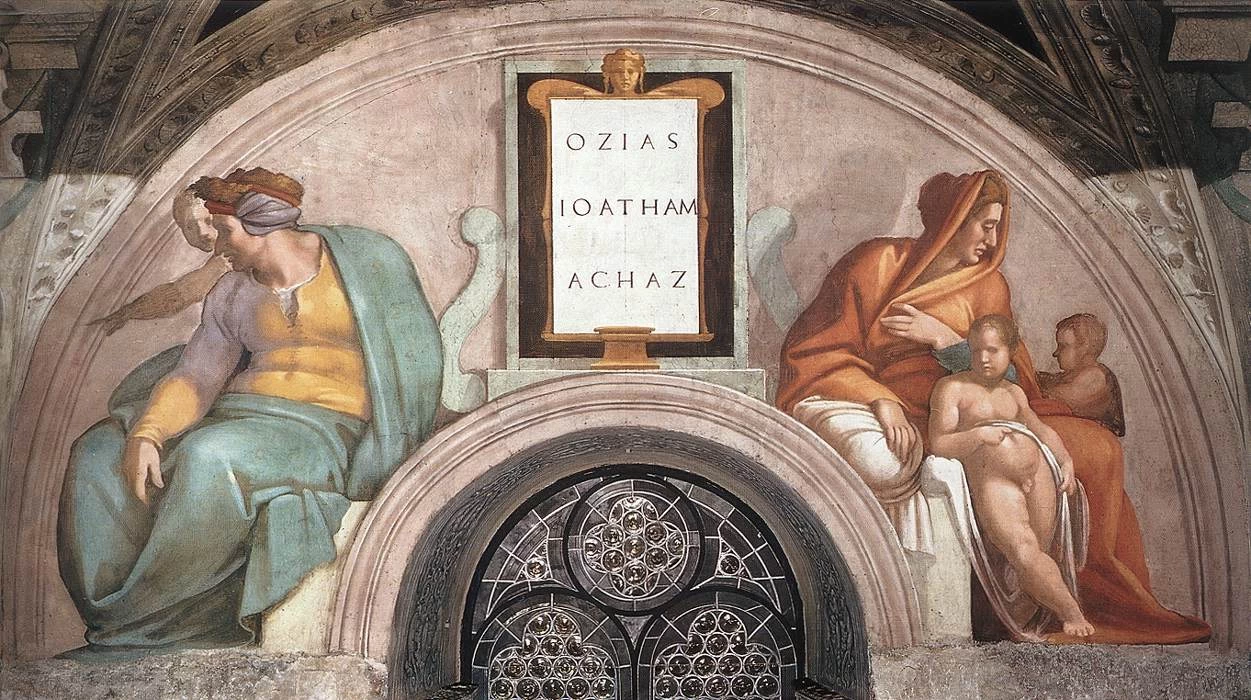 Lunetta - Ozias, Ioatham, Achaz, Cappella Sistina